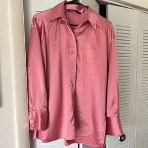 Zara Satin Effect Button Down Shirt